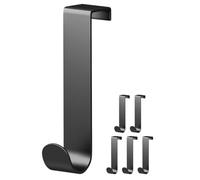 HYTROVE Crochets de Porte sans Perçage en Aluminium Noir Lot de 6 Support Robuste Cintre de Rangement Multifonction Patère pour Manteaux, Serviettes et Clés Cuisine, Chambre et Entrée