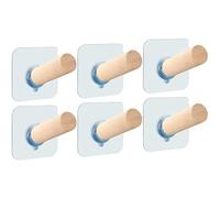 HYTROVE Crochets Muraux Adhésifs en Bois Design Extra Long 6pcs, Crochets Porte-manteau Robustes pour Suspendre Jusqu'à 10lb pour Porte, Verre et Carrelage
