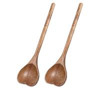 HYTROVE Cuillères en Bois Sculpté Forme Cœur Lot de 2 Compactes et Polyvalentes 25,5X7X1,3 CM Cuisine et Service en Extérieur
