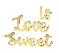 HYTROVE Décoration de Table de Mariage Love is Sweet en Panneau Bois Doré, Forme Élégante et Pratique pour Créer Une Atmosphère Romantique Lors de Votre Fête de Fiançailles