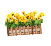 HYTROVE Décoration Tournesol Artificiel avec Clôture Ornement Imitation pour Coin de Mur Bureau et Salle de Classe Fleurs Artificielles Décoratives pour Table et Mur