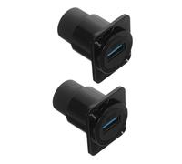 HYTROVE Douille USB 3.0 Femelle Double Connecteur Type Panneau, Adaptateur Étanche Passage de Câble, Support Industriel, Noir Métal, 2 Pièces