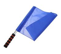 HYTROVE Drapeau Arbitre Portatif en Coton Bleu Poignée en Acier Inoxydable, Bien Conçu et Sûr pour Courses et Événements Sportifs en Extérieur
