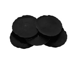 HYTROVE Ensemble de 5 Assiettes Pétale en Plastique Incassable Noir, Design Polyvalent et Élégant, pour Restaurants et Réunions Familiales