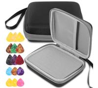 HYTROVE Étui pour Médiators de Guitare Noir en Eva Portable avec 15 Pièces, Accessoire de Guitare Facile à Ouvrir et Fermer pour Rangement Pratique Couleur Aléatoire