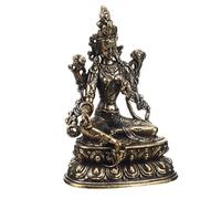 HYTROVE Figurine Bouddha Tara Verte Laiton Statue Bodhisattva Compacte pour Décoration Bureau Et Collection Art Bouddhiste