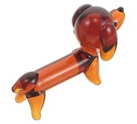 HYTROVE Figurine en Verre Soufflé Main de Teckel Marron Mini Taille, Décoration Vintage Chaleureuse pour Rebords de Fenêtres et Bureaux, Amateurs d'animaux