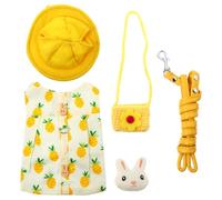 HYTROVE Harnais Lapin Jaune en Coton Doux avec Protection Complète Ventre et Cou, Accessoire Costume Lapin Mignon Style Cartoon pour Petits Animaux