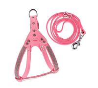 HYTROVE Harnais pour Chien Réglable en Microfibre Laisse 2Pcs Sangle de Poitrine Douce Accessoires Animaux pour Promenade et Activités Extérieures