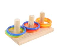 HYTROVE Jeu De Jouets Éducatifs pour Perruches Et Calopsittes, Anneaux Empilables Colorés en Bois Et Plastique, 9 Cerceaux De 7 Cm, Jouet D’entraînement en Cage pour Oiseaux De Compagnie
