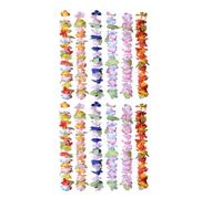 HYTROVE Lot de 12 Collier De Fleurs Hawaïennes Colorées en Tissu Léger Décorations De Fête Luau pour Adultes Plage Mariage Festival