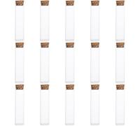 HYTROVE Lot de 15 Bouteilles en Verre avec Bouchon Liège, Tubes à Essai Multi-usages Résistants Haute Température, Décorations Simples et Pratiques pour Rangement et Présentation