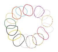 HYTROVE Lot de 17 Set de Set de Bracelets de Cheville Élastiques en Perles de Verre Faits Main Style Bohème Légers pour Femmes et Filles, Occasions Décontractées Fêtes D'