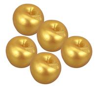 HYTROVE Lot de 5 Pommes Mousse Artificielles Dorées Compactes Sensation Vive, Fruits Factices Décoratifs comme Aide Pédagogique ou Accessoire de Scène