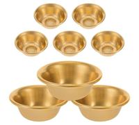 HYTROVE Lot de 8 Bols Rituels Bouddhistes en Cuivre Or, Mini Bols Décoratifs Élégants et Solide, pour Cérémonies Bouddhistes et Voyages