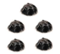 HYTROVE Mini Cache-microphone à Clip en Fourrure Synthétique Noire, Lot de 5 Pièces, Protection pour Microphone Design Coupe-vent Portable, pour Usage Professionnel et Prise de Parole