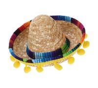 HYTROVE Mini Chapeau Sombrero Mexicain en Paille pour Chiens et Animaux, Léger et Fait Main, pour Décoration de Fête D'anniversaire et Célébrations Festives