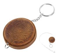 HYTROVE Mini Mètre Ruban Rétractable en Cuir de Vache Marron, Design Vintage Rond, Double Face, Portable Maison Voyage, Longueur Maximale 150 Cm