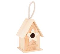 HYTROVE Nichoir en Bois à Suspendre 8,5x7,5x12 Cm pour Jardin Et Balcon, Décoration DIY Écologique en Pin Naturel, Nid D'oiseau Peinturable pour Espace Extérieur