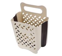 HYTROVE Panier à Linge Mural Pliable Grand Format, En Abs Et Pvc, Crochet Adhésif Pour Fixation Sans Perçage, Panier à Linge De Salle De Bain Multifonction, Rangement Vêtements Facile, Blanc Et Gris