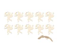 HYTROVE Pendentif Suspendu en Bois Forme Cupidon Beige 10 Pièces avec Corde pour Décoration de Noël et Mariage Fête Sapin ou Party de Noël
