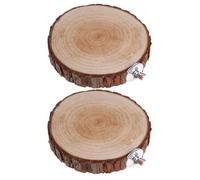 HYTROVE Perchoir en Bois pour Perroquet et Budgie, Rond, 2 Pièces | Plateforme de Repos pour Cage, Installation Facile, Surface Spacieuse, Nontoxique, Adapté aux Oiseaux