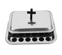 HYTROVE Plateau de Communion Acier Inoxydable avec Tasses à Vin Multifonctionnel de Fournitures Religieuses pour Église et Célébrations Familiales Compartiments et Couvercle