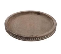 HYTROVE Plateau Décoratif Support pour Collation ou Rangement Clés Marron en Bois Rond Style Vintage Artisanal Perles, pour Table à Manger ou Commode