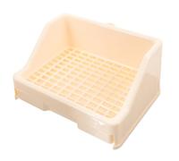 HYTROVE Pot de Cage pour Lapin et Cochon d'Inde en Plastique Beige Design Anti-Renversement et Facile à Nettoyer, Toilette pour Petits Animaux Domestiques
