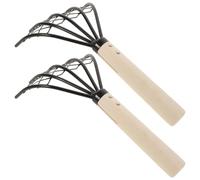HYTROVE Râteau à Palourdes en Acier Carbone Manche en Bois 2 Pièces, Filet Intégré pour Ramassage de Coquillages sur Plage, Outil de Pêche aux Crustacés
