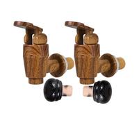 HYTROVE Robinet de Remplacement pour Fût à Bière et Vin, Lot 2 Pièces Plastique Imitation Bois Bouchon Étanche, Accessoire pour Seau à Vin et Fûts en Chêne