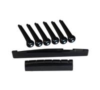 HYTROVE Set D'accessoires pour Guitare Acoustique Noir Comprenant Chevalet en Plastique Ultra Fin, Sillet et Épingles Légères Faciles à Utiliser pour Guitaristes Adultes