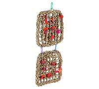 HYTROVE Suspendu pour Animaux de Compagnie en Rotin et Bois, Filet à Ronger pour Lapins et Hamsters, Promoteur D'équilibre Plaisir Beige Couleur Aléatoire