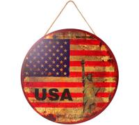 HYTROVE Tableau Mural Rond en Panneau de Densité Décoration Murale du Salon Style Usa Thème pour Maison et Présent de Pendaison de Crémaillère