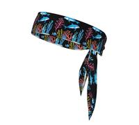 HYTTER Bandeau de sport avec imprimé vie marine animée à séchage rapide, évacuation de l'humidité, bandeau athlétique multifonction pour homme et femme