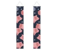 HYTTER Bannière de porche imprimée à motif de cochons mignons - Robuste, durable, lavable et réutilisable, décoration de remise de diplôme pour fêtes, cérémonies, portes d'entrée