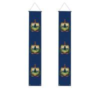 HYTTER Bannière de porche imprimée drapeau de l'État du Vermont - Robuste, durable, lavable et réutilisable, décoration de remise de diplôme pour fêtes, cérémonies, portes d'entrée