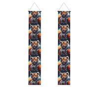 HYTTER Bannière de porche imprimée Little Tiger in Space - Robuste, durable, lavable et réutilisable - Décoration de remise de diplôme pour fêtes, cérémonies, portes d'entrée