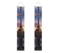 HYTTER Bannière de porche imprimée Paris Tour Eiffel France - Robuste, durable, lavable et réutilisable - Décoration de remise de diplôme pour fêtes, cérémonies, portes d'entrée