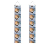 HYTTER Bannière de porche imprimée The Fox Who Stepped on Snow - Robuste, durable, lavable et réutilisable - Décoration de remise de diplôme pour fêtes, cérémonies, portes d'entrée