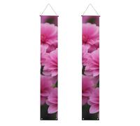 HYTTER Belles bannières de porche imprimées de fleurs roses pour remise de diplôme - Robuste, durable, lavable et réutilisable, décoration de remise de diplôme pour fêtes, cérémonies, portes d'entrée