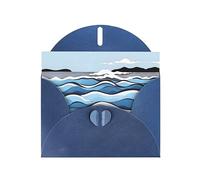 HYTTER Blue Waves Lapping At The Rocks Carte de vœux en papier nacré - Parfait pour Noël, les anniversaires et plus encore 10,2 x 15,2 cm