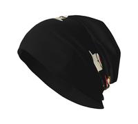 HYTTER Bonnet tricoté tendance pour adulte, motif petit écureuil vole un gâteau, extensible et confortable pour les activités de plein air et les voyages, noir