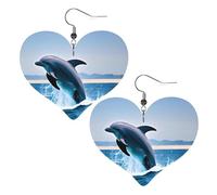 HYTTER Boucles d'oreilles pendantes tendance en forme de dauphins sautant en forme de dauphins - Élégantes et belles - Légères pour femmes et filles, taille unique, Cuir