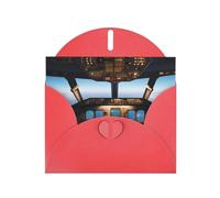 HYTTER Carte de vacances en papier nacré avec motif de cockpit d'avion rouge - Carte de vœux parfaite pour Noël, la Saint-Valentin, un anniversaire de mariage, etc