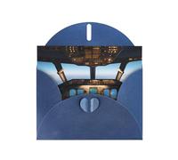 HYTTER Carte de vacances en papier nacré bleu avec motif de cockpit d'avion - Carte de vœux parfaite pour Noël, la Saint-Valentin, un anniversaire de mariage, etc