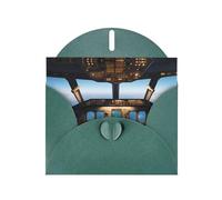 HYTTER Carte de vacances en papier nacré vert foncé avec cockpit d'avion - Carte de vœux parfaite pour Noël, la Saint-Valentin, un anniversaire de mariage, etc