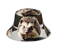 HYTTER Chapeau bob réfléchissant avec motif hérisson mignon - Couvre-chef réversible unisexe pour voyage, camping et activités de plein air, noir, noir, taille unique