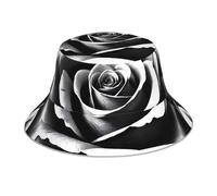 HYTTER Chapeau bob réfléchissant imprimé rose noir blanc pour rester élégant et protégé pour les activités de plein air unisexe