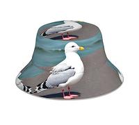 HYTTER Chapeau bob réfléchissant mignon mouette - Couvre-chef réversible unisexe pour voyage, camping et activités de plein air, noir, noir, taille unique